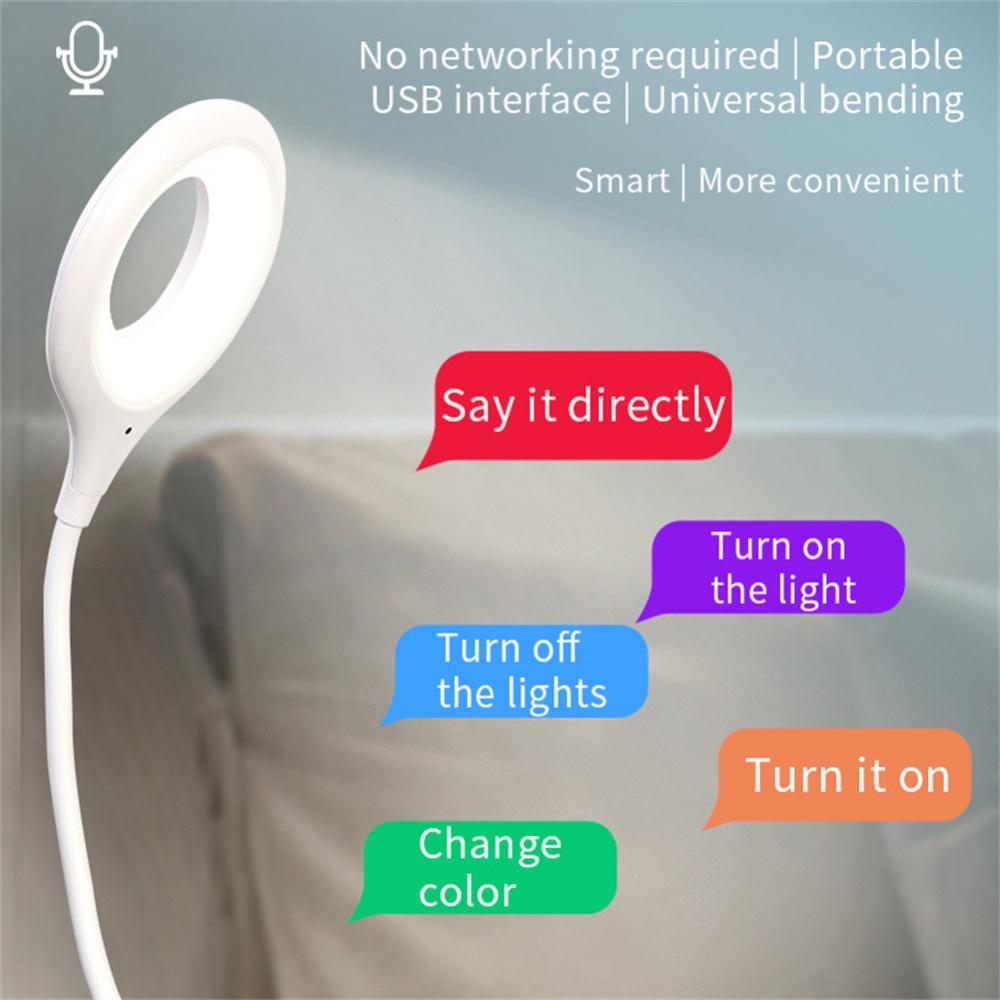 Mini Portable Led Night Light Smart Voice Control 360-degree Rotation Usb Decorative Lamp White - Image 2