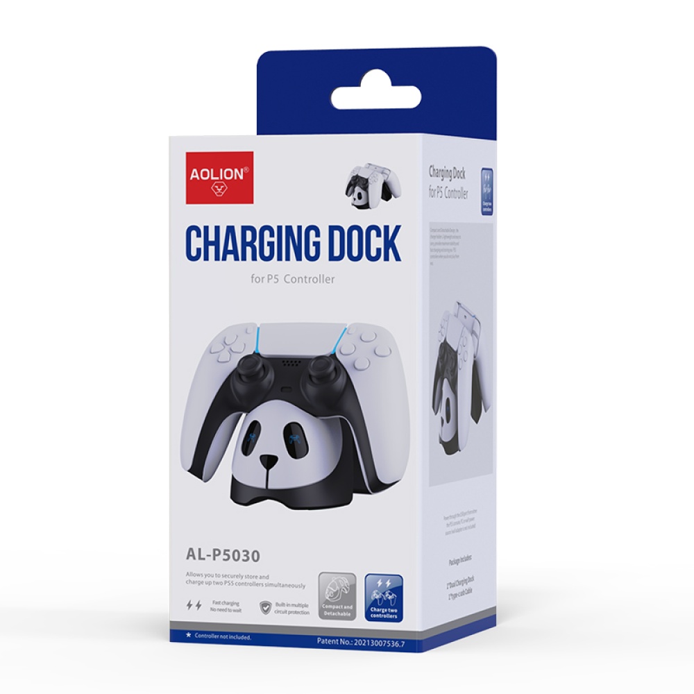 Panda Type For Ps5 Gamepad Fast Charging Base 2-port Charger With Breathing Light Black and White - Image 2