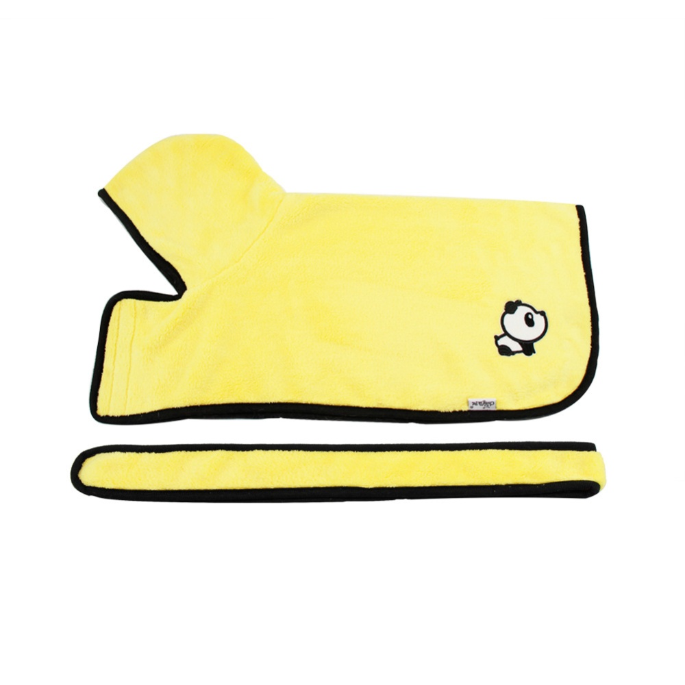 Super Absorbent Pet Bathrobe Soft Adjustable Fast Drying Dog Cat Towel Clothes Coral Velvet Comfortable Yellow_M - Image 3