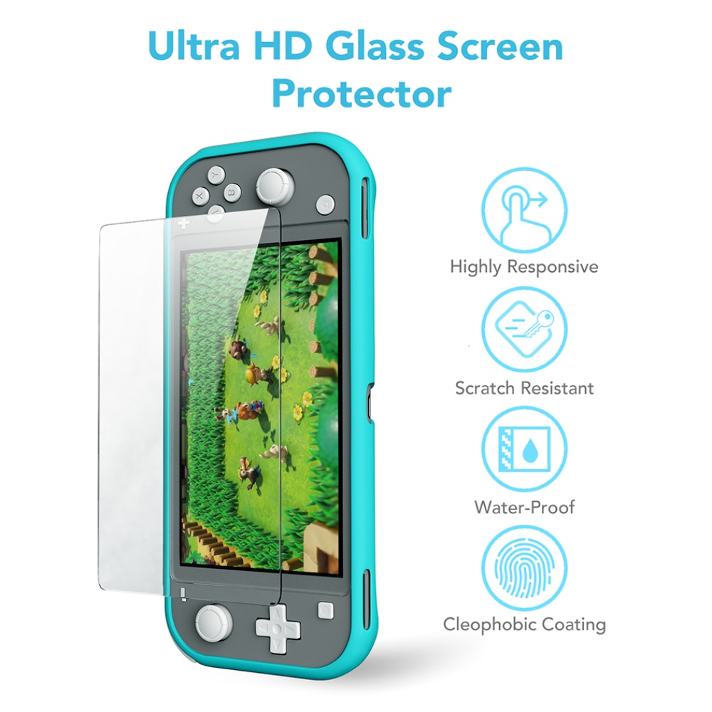 Silicone Case + Tempered Glass HD Screen Protector Set Soft Cover Shell for Nintend Switch Lite yellow - Image 4