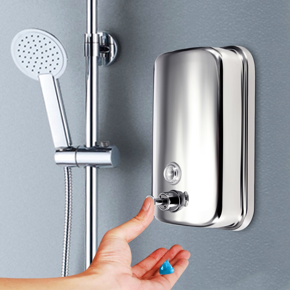 500/800/1000ml Stainless Steel Wall-mounted Liquid Soap Dispenser Shower Body Wash Shampoo Hand Sanitizer Dispenser Box for Hotel Batehroom Kitchen - - Image 2