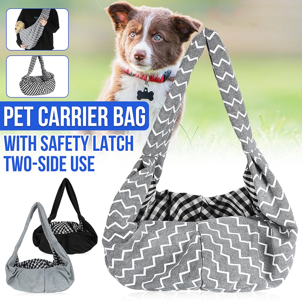 Pet Carrier Comfort Tote Latch Shoulder Travel Bag Sling Backpack Dog Cat Puppy - Black Grid - Image 2