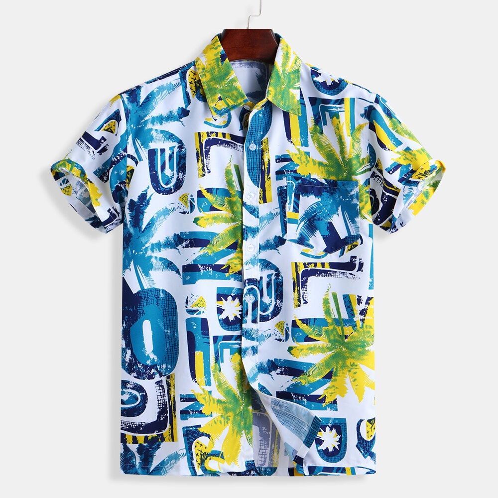 Mens Summer Fashion Colorful Printing Shirts - S As Picture