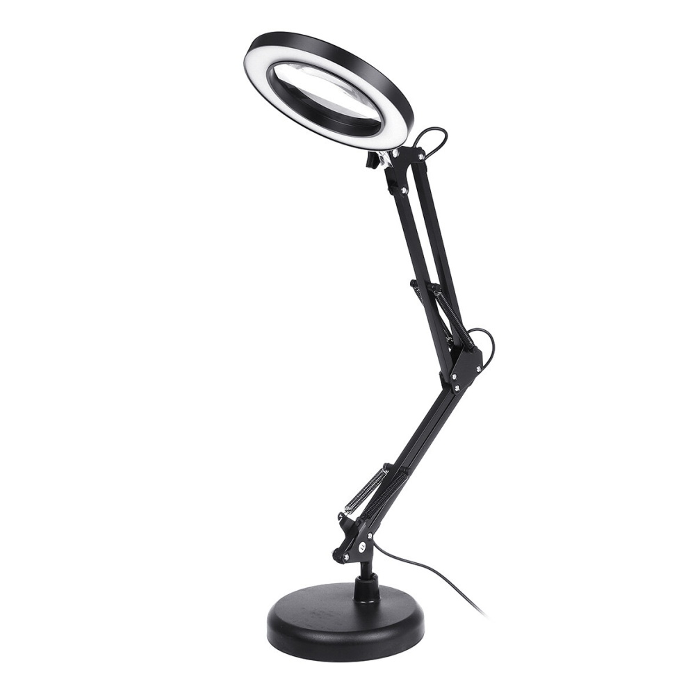 USB Magnifying Desktop Table Desk Flexible Lamp 8X Magnifier LED Lighting - Black - Image 2