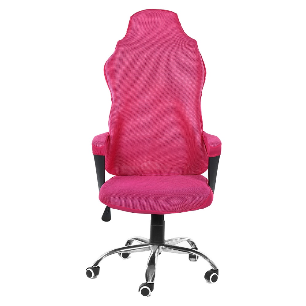 Mesh Gaming Chair Elastic Chair Cover Office Chair Dustproof Chair Cover Home Office Solid Color Chair Cover - Pink - Image 2