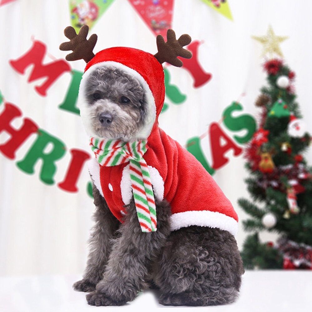 2020  Pet Clothes for Dogs Cats Costume Santa Claus Puppy Cat Clothes Winter Warm Dog Jacket Coats for Pet Hoodies Clothing - S 01 - Image 2