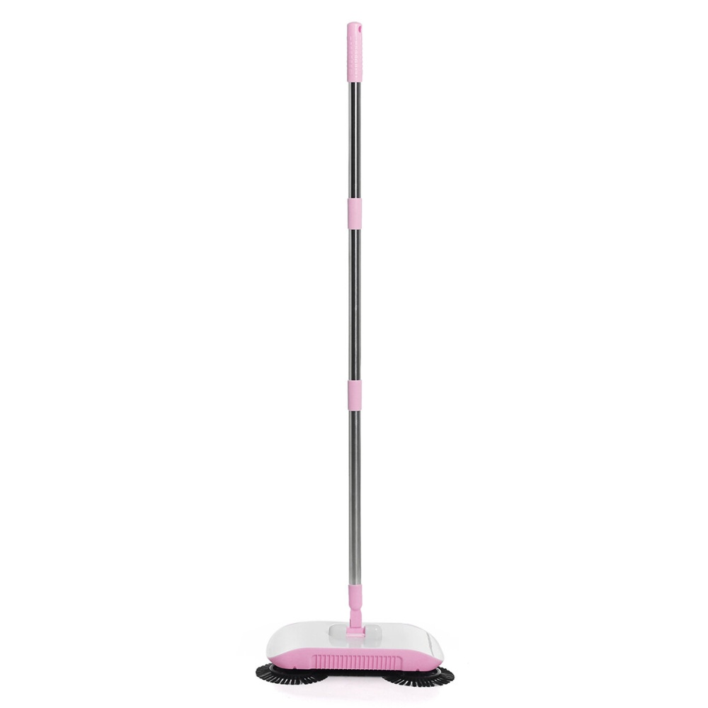 3 in 1 Hand Push 360° Spin Broom Sweeper Cleaner Floor Cleaning Mop Household - Pink - Image 2