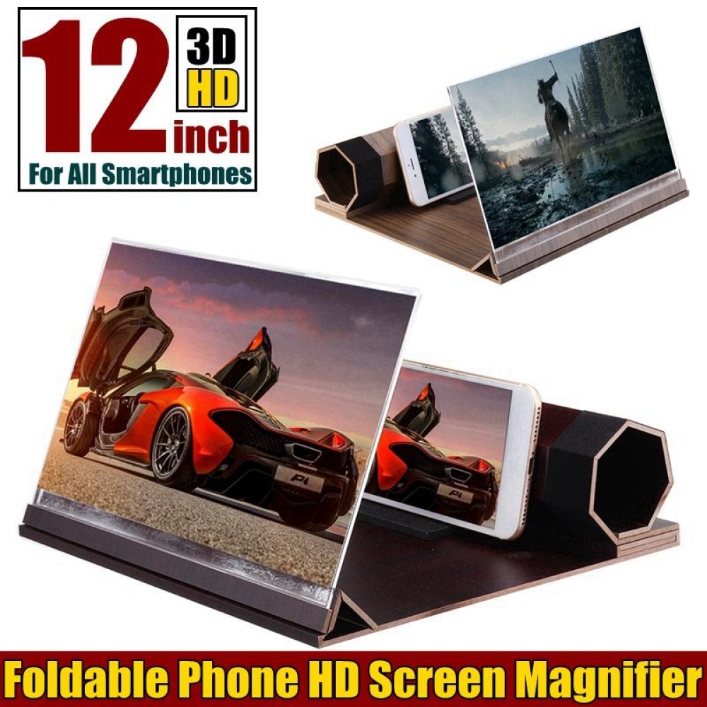 Universal 3D Phone Screen Magnifier Stereoscopic Amplifying 12 Inch Desktop Wood Bracket Phone Holder For Smartphone - 1 - Image 2