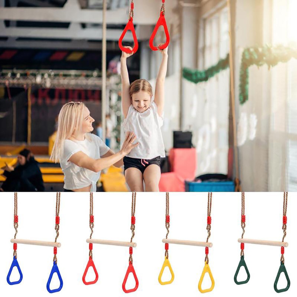 Wooden Hand Rings Climbing Swing Seat Toy Outdoor Sports Fitness Children Supplies Disc Monkey Kids Garden Accessories Toys Gift - Yellow