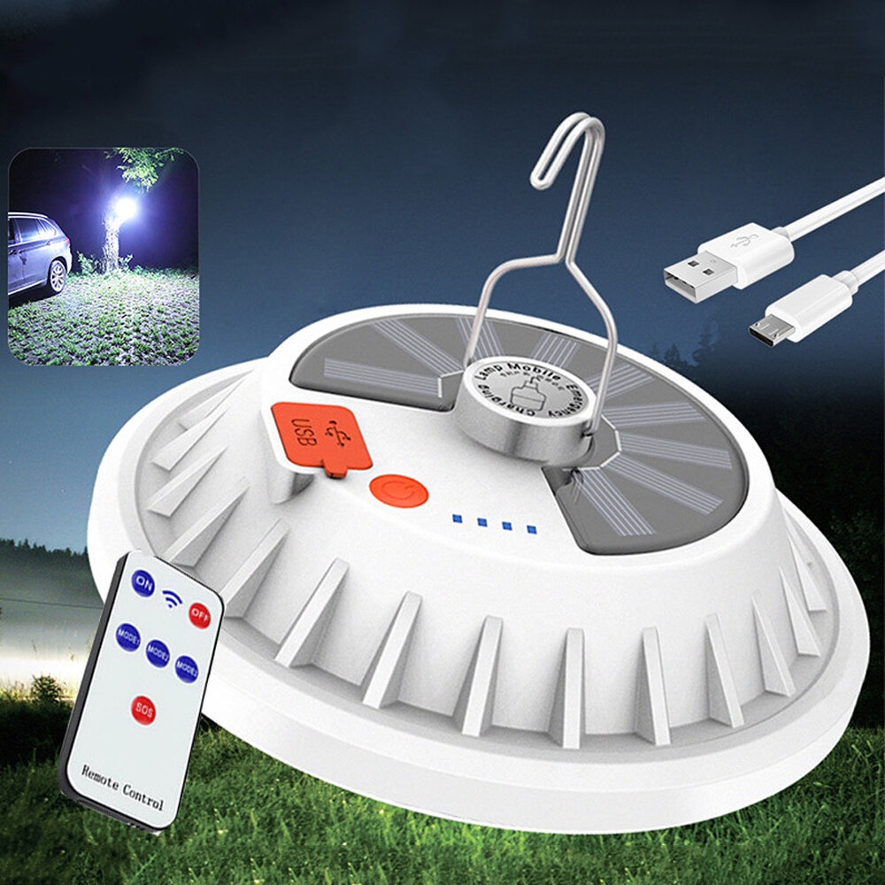 XANES® 2 in 1 300W Solar LED Camping Light Remote Control Tent Light Hang Fishing Night Light Emergency Work Lamp Power Bank - S
