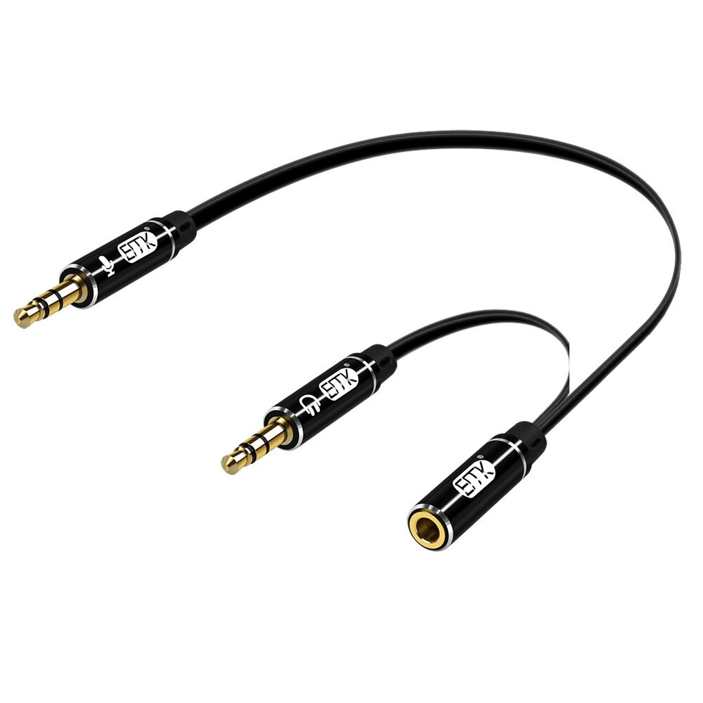 EMK 3.5mm Female to 2 Male Mic Audio Splitter Cable For Computer Headset Headphone - Image 2