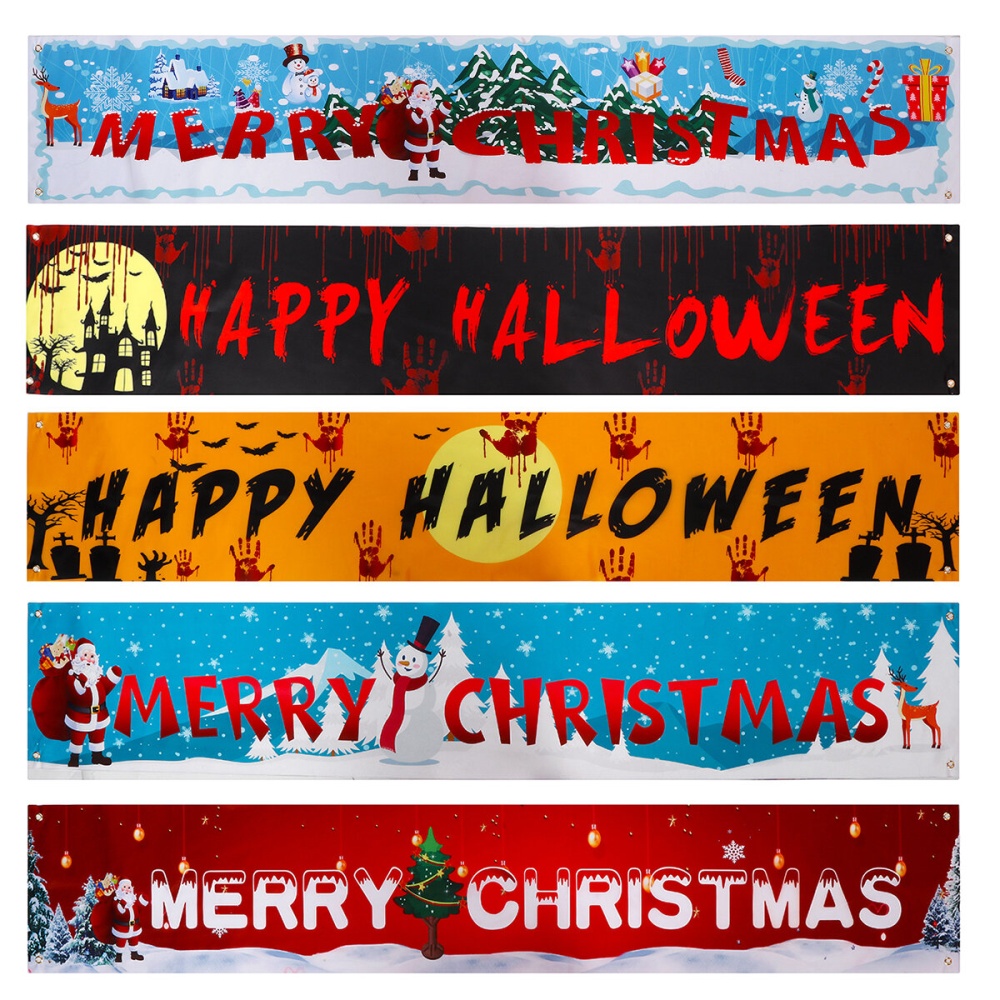 200*36cm  Banner Decoration Polyester Cloth   Ornaments for Outside Happy New Year - Yellow - Image 2