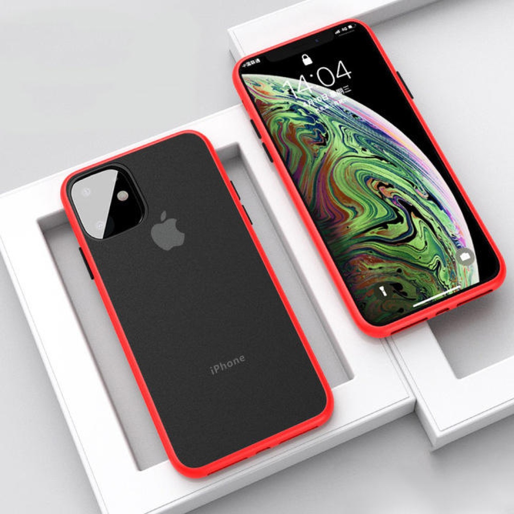 CAFELE Shockproof Anti-fingerprint Ultra-thin Frosted Soft Silicon Edge+Hard PC Translucent Protective Case for iPhone 11 Pro 5.8 inch - Red - Image 2