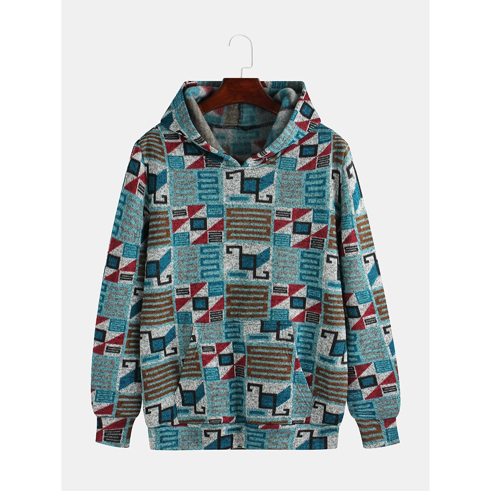 Mens Casual Loose Funny Printed Hoodies Sweatshirt - M Coffee