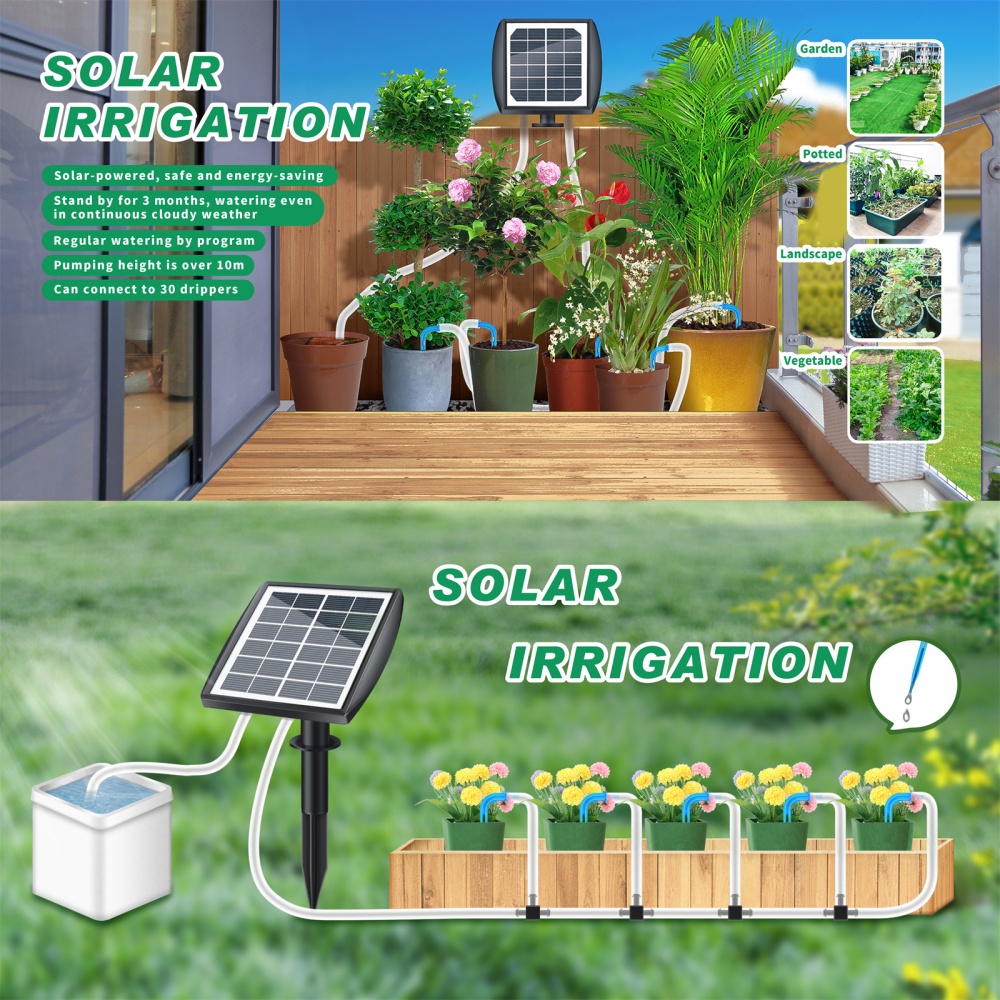 Solar Drip Automatic Irrigation Kit Rechargeable Self Watering System with Timing Function BSV-IC003