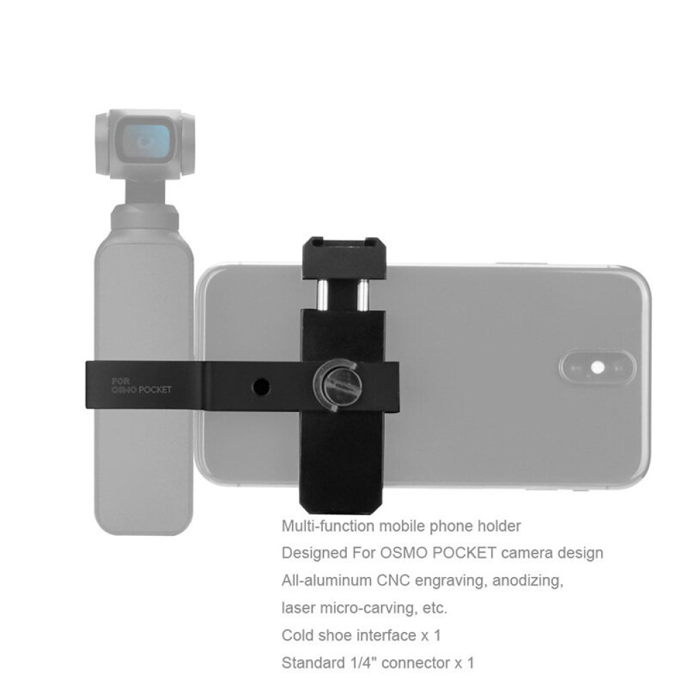 Handheld Gimbals Clamp Holder Mount Tripod Bracket w 1/4'' 3-Axis Stabilizer for OSMO POCKET PTZ Mobile Phone Clip Extension PTZ - Black - Image 2