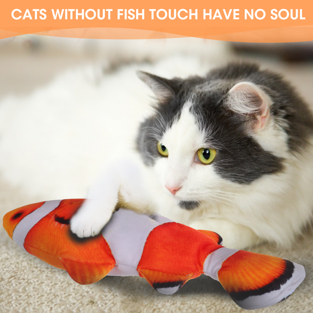 Catnip Fish Toys for Cats Plush Electric Wagging Fish Simulation Toy Fish with USB Charge Indoor Funny Interactive Pillow Fish for Biting/Chewing/Tee - Image 2