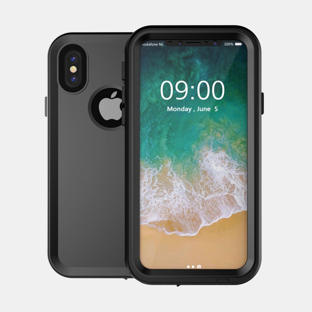 C-KU Transparent PC Shockproof Waterproof Full Cover Protective Case for iPhone X / 6 Plus / 7 / 7 Plus - Black iPhone 6 Plus - Image 2