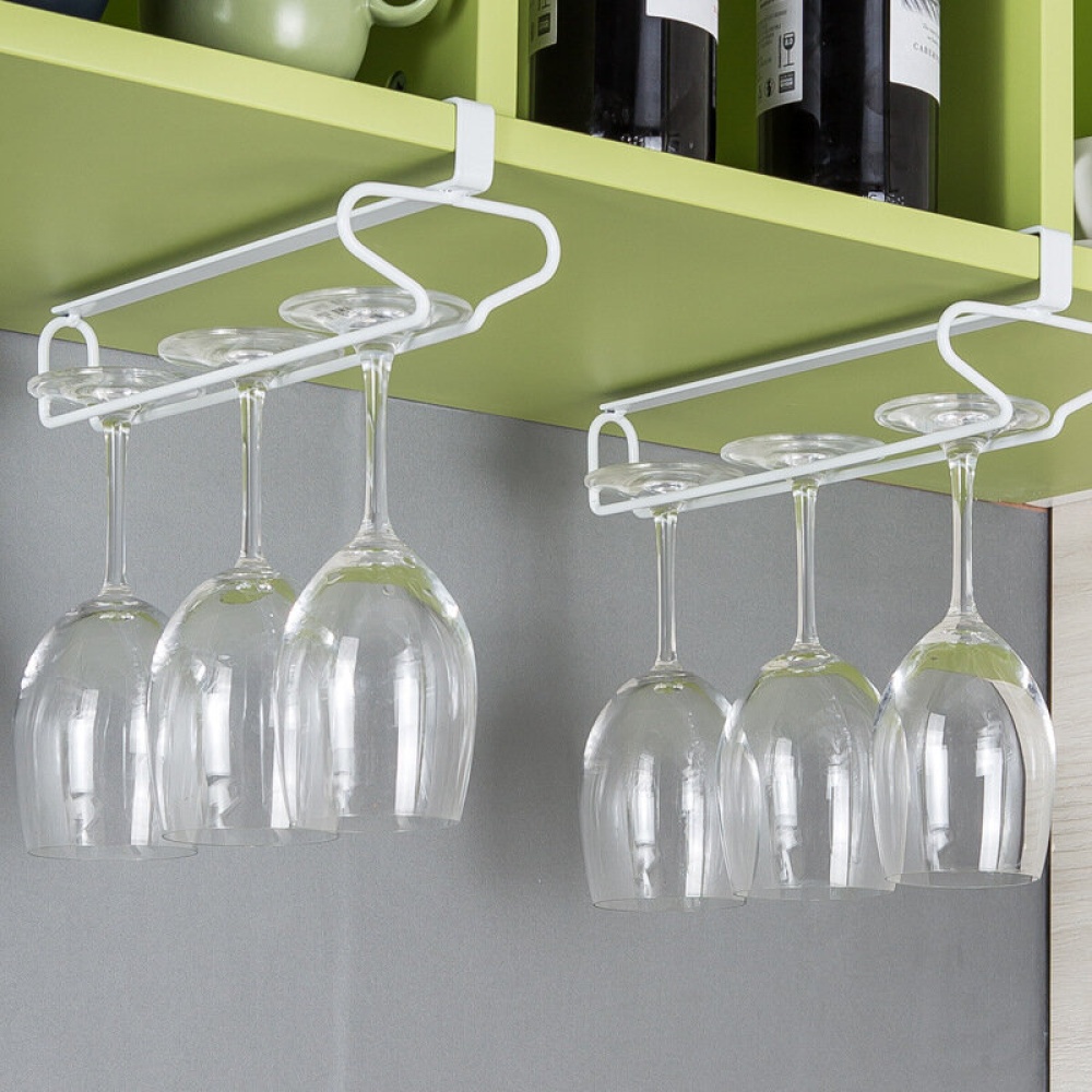 Under Shelf Cabinet Hook Glass Cup Rack Mug Holders Hanger Storage Rail - Black - Image 2