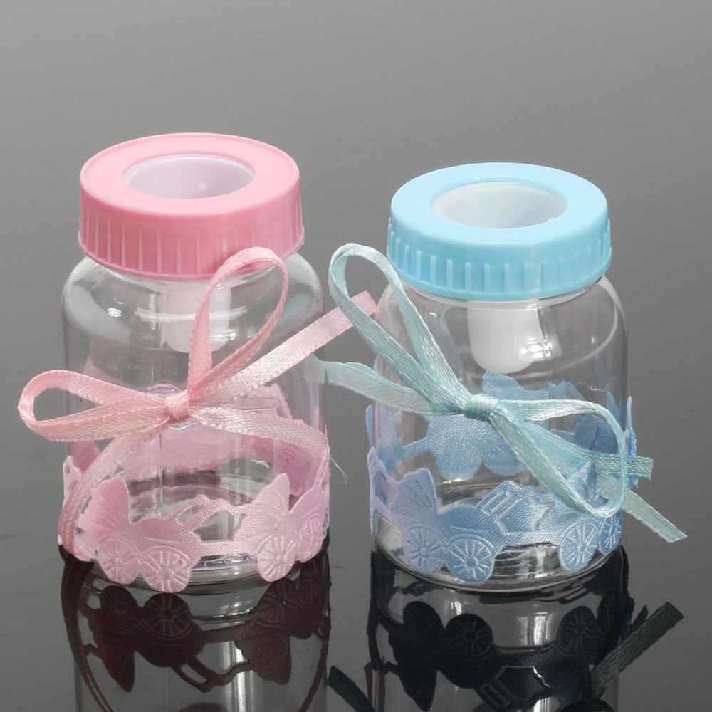 12Pcs Fillable Bottles Candy Box Baby Shower Baptism Party Favour Christening - Pink - Image 2