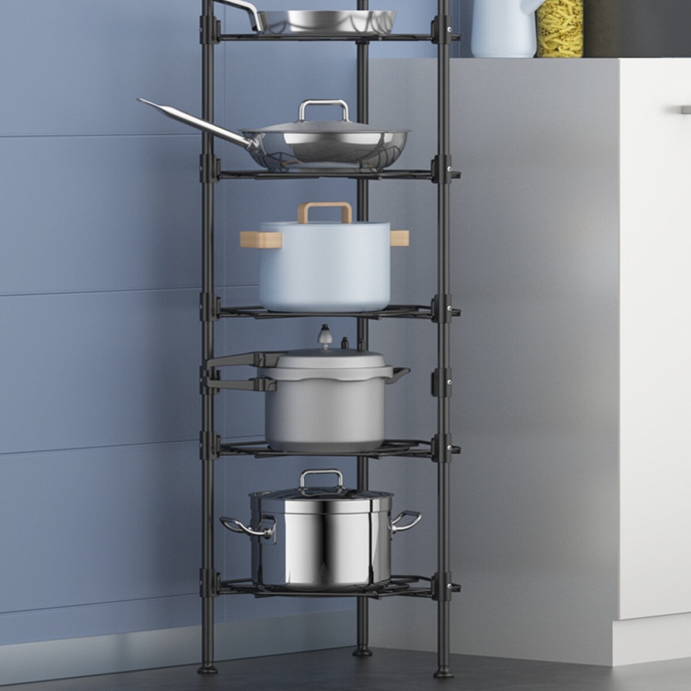 3/4/5 Tiers Storage Shelf Rack Pan Stand Pot Holder Kitchen Bath Stainless Steel - 5 Layers - Image 2