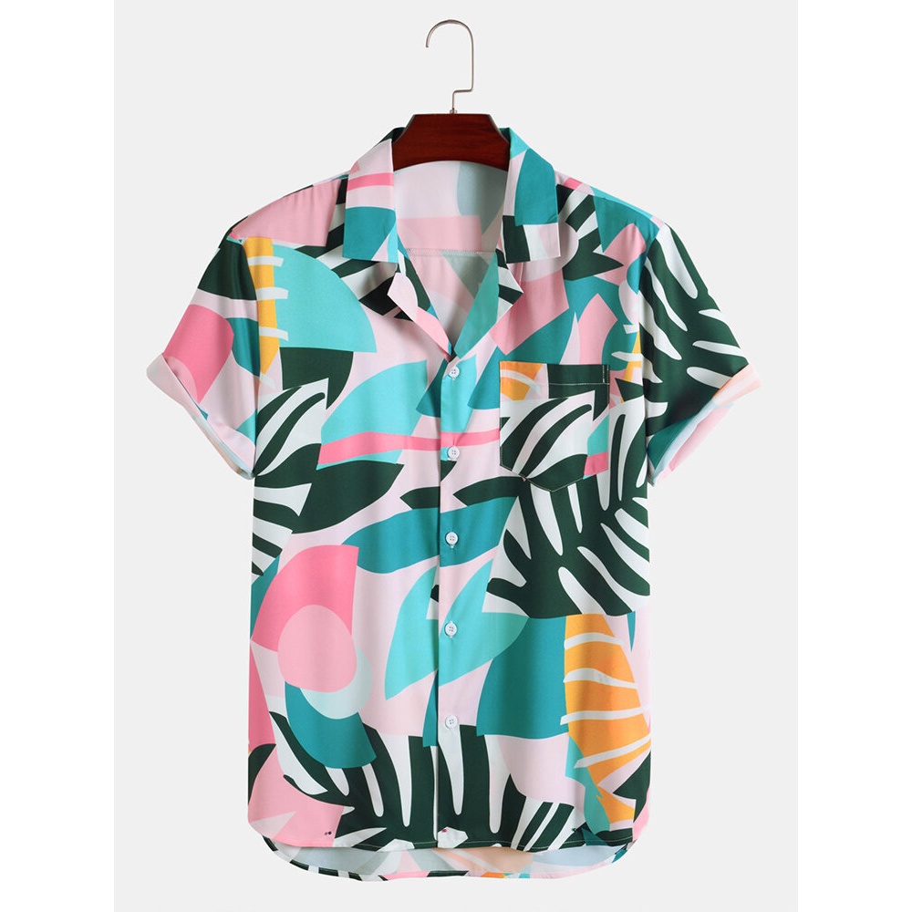 Mens Multicolor Pattern Casual Shirts - Multicolor S