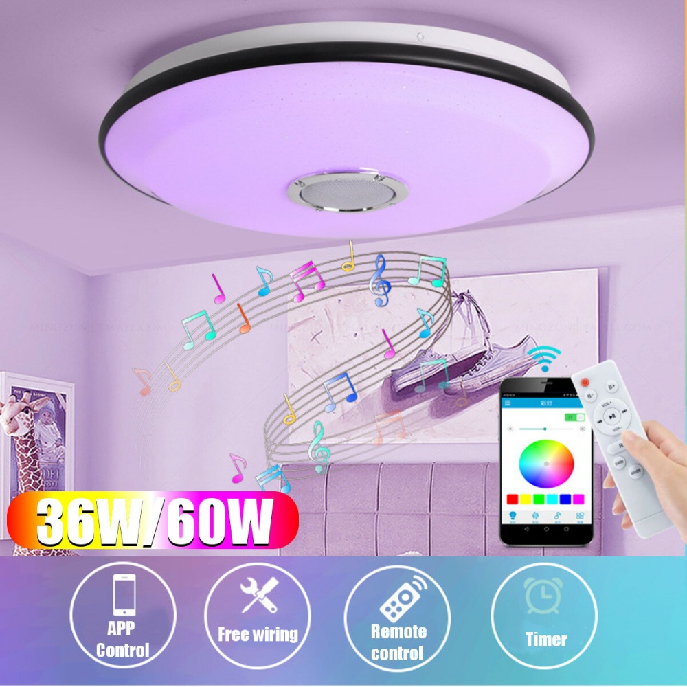 36-60W LED RGB Music Ceiling Lamp bluetooth APP+Remote Control Home Bedroom Lights - White 36W APP Control - Image 2