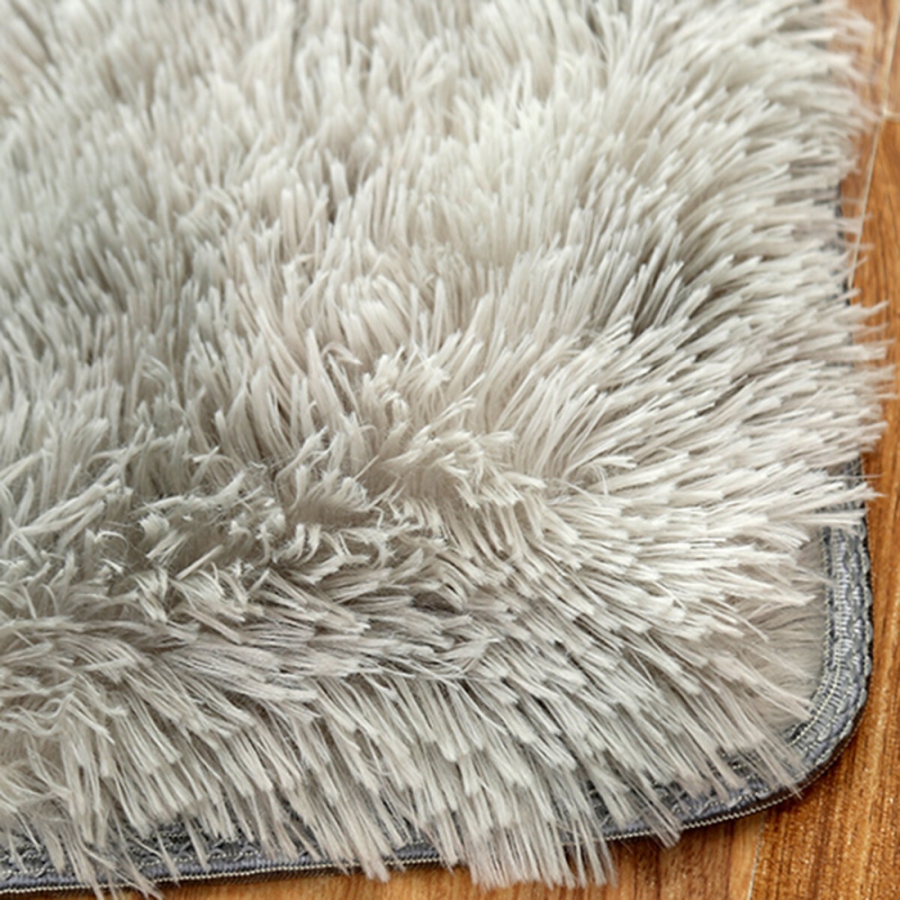 Fluffy Rug Shaggy Floor Mat Soft Faux Fur Home Bedroom Sheepskin Hairy Carpet Blankets - Silver Grey - Image 2