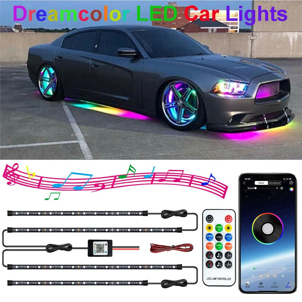 Rgb Dreamcolor Led Car Underglow Lights Music Bluetooth App Remote Control Strip 7 colors change - Image 3