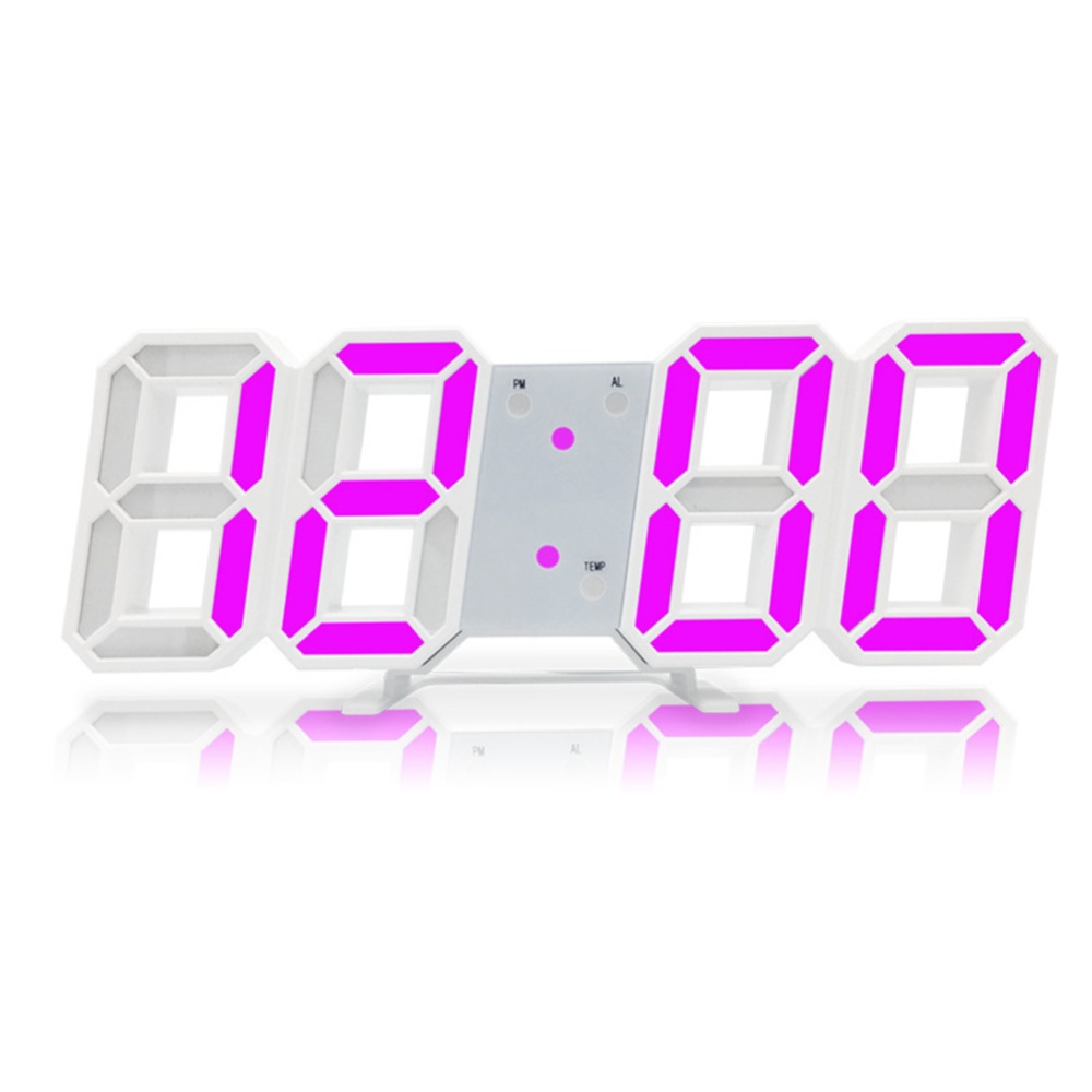 Digital Wall Clock 3d Stereo Led Display Desktop Alarm Living Room Electronic Red numbers_Black appearance - Image 3