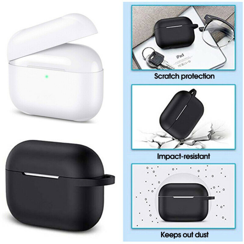 Earphone Protective Case for AirPods Pro Soft Silicone Cover+Carabiner+Anti-lost Strap+Wrist Holder+Storage Bag Green - Image 4