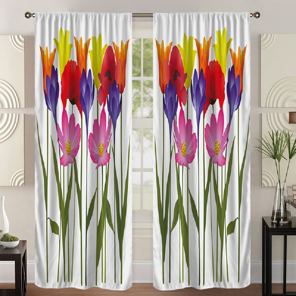 Digital Tulip Printing Blackout Curtain For Living Room Bedroom Drapes 137*275cm (single piece)