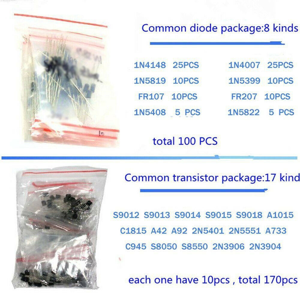 1390pcs Electronic Components LED Diode Transistor Capacitor Resistance Kit 1390pcs/ set of electronic components - Image 2