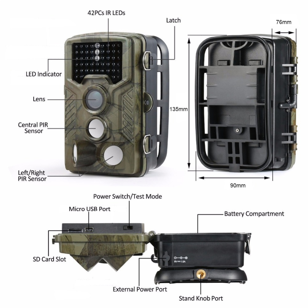 1080P HD Wildlife Trail Hunting Camera with Motion Activated Night Vision 120° Wide Angle Lens IP65 Waterproof Scouting Army Green - Image 4