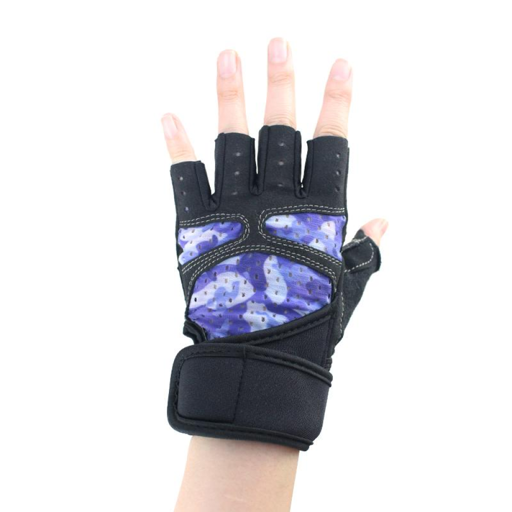 BIKIGHT Cycling Gloves Half Finger Silica Gel Cushion Breathable Wear Proof Gym Exercising Bike Gloves - XL Blue - Image 2