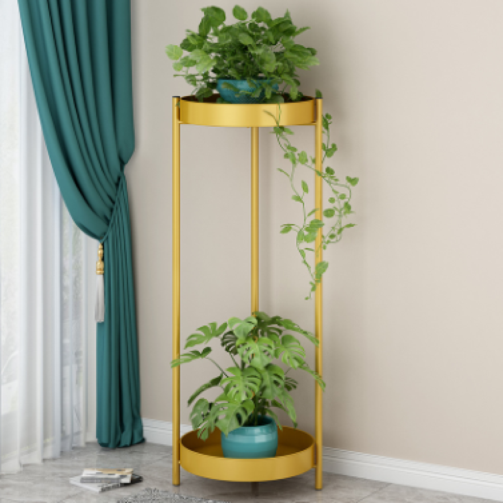 Indoor Decorative Flower Rack Home Balcony Wrought Tron Durable Movable Floor-standing Flower Pot Hanger - 26*51 - Image 2