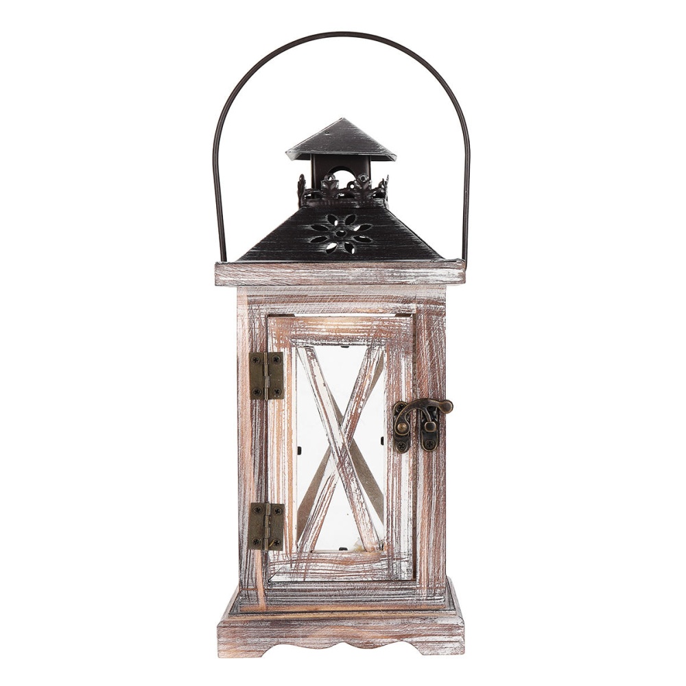 Vintage Tea Light Wooden Candle Holder Moroccan Hanging Iron Lantern Home Decor - Image 2