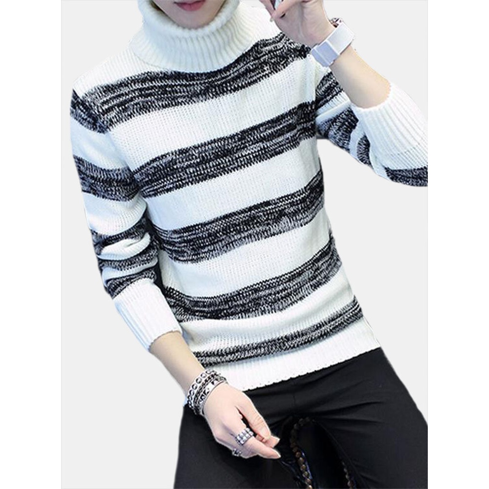 Men'S Casual Slim Fit Pullovers - L Black