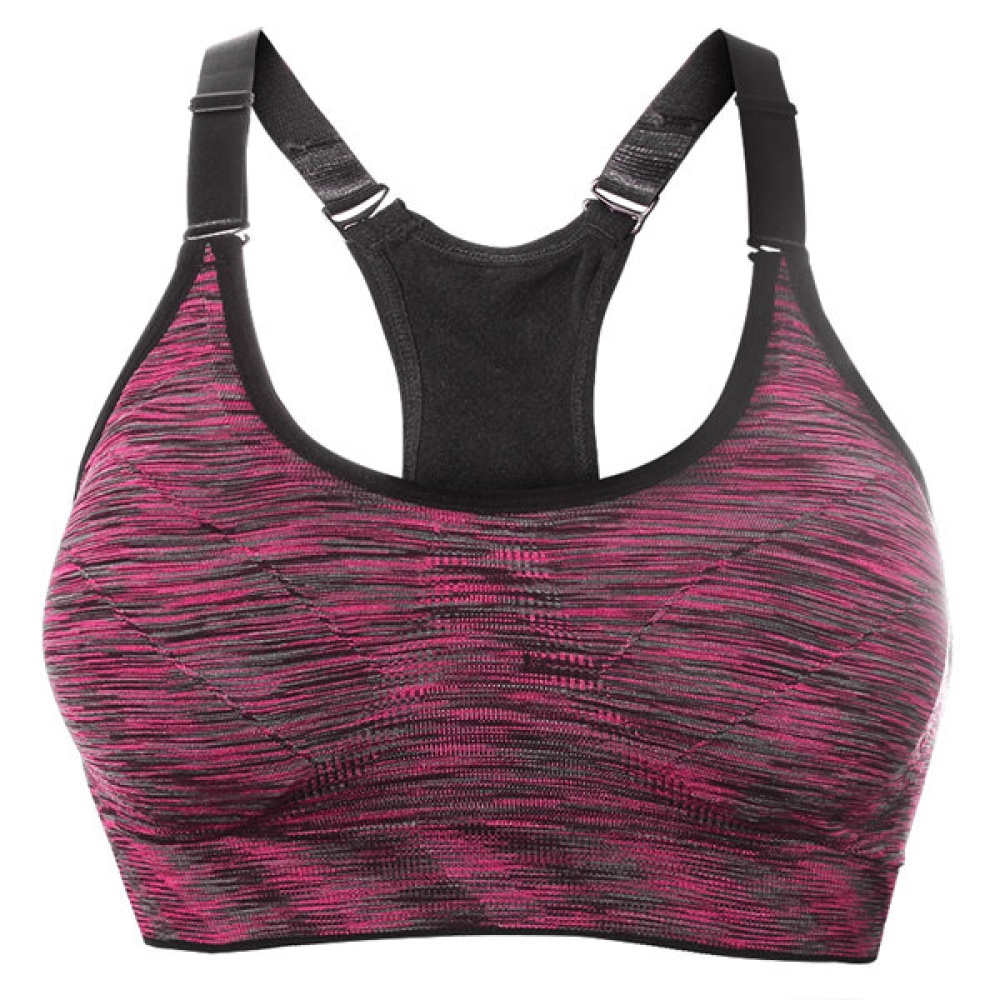 Women Space Dyeing Wireless Bra Shakeproof Stretch Push Up Bras Top Seamless Padded Vest - S Purple
