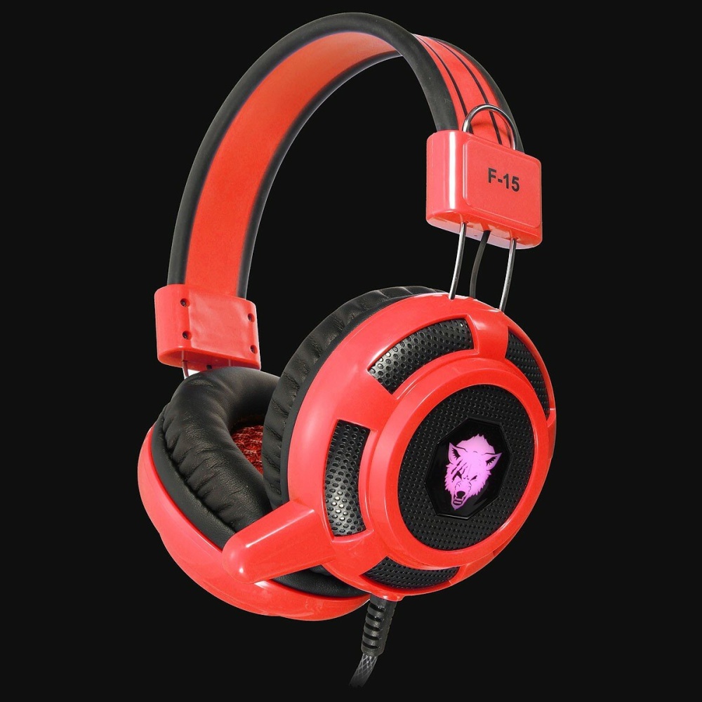 ELEGIANT F15 Wired Gaming Headset Luminous Headset LED 50mm Hi-Fi Stereo 3.5mm Jack Headphone - Red - Image 2