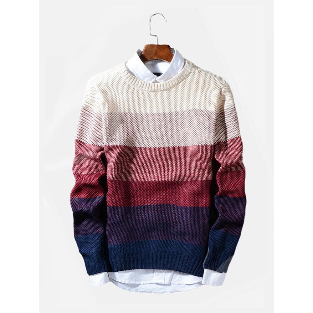 Men's Casual O-Neck Pullovers - XL Green