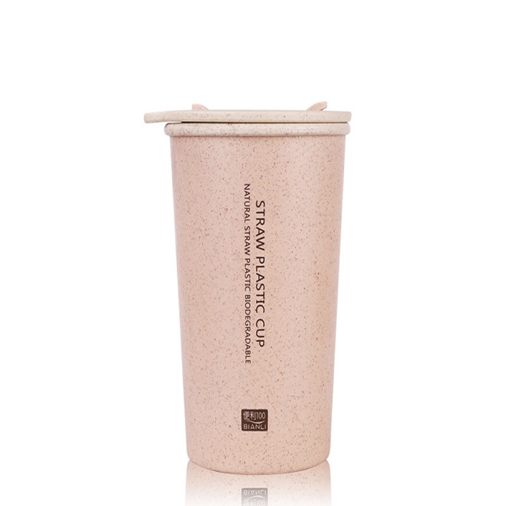 KC-WHE03 300mL/400mL Wheat Fiber Double Layer Insulation Mug Student Cup Creative Water Bottle - 400 mL Pink
