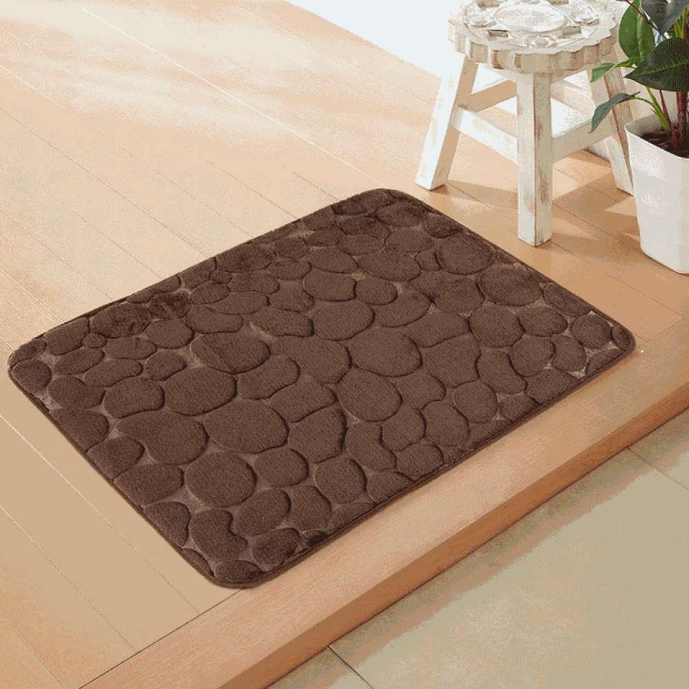 Colorful 3D Pebbles Bath Rug Natural Absorbent Rubber Bath Floor Mat Rebound - Blue - Image 2