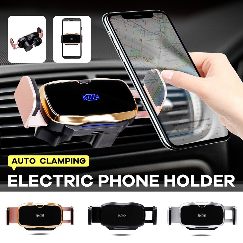 Universal Auto Clamping Aluminum Alloy Car Air Vent Mobile Phone Holder Stand Bracket for POCO X3 F3 - Black - Image 2