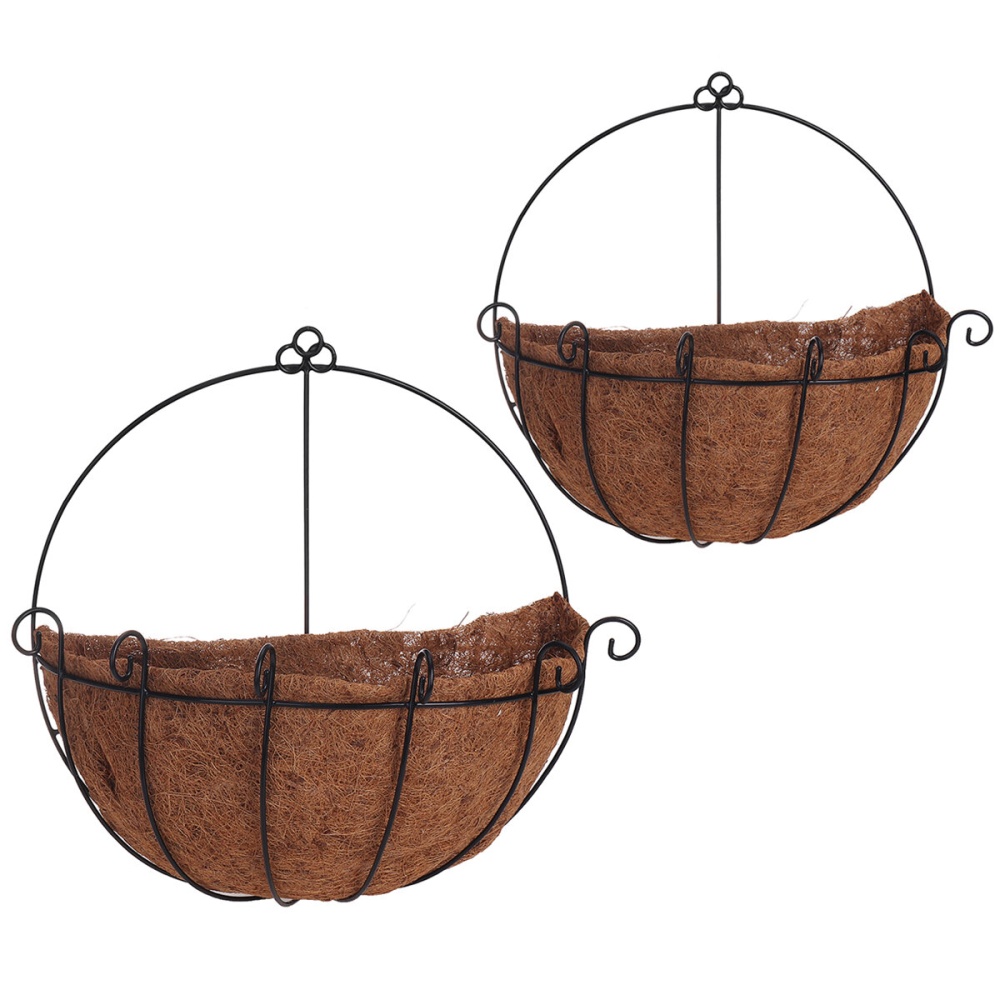 Semicircle Flower Basket Plant Pot Holder Wall Hanging Baskets Metal Flower Pot Planter for Home Garden Balcony Decoration Container - 10 inches - Image 2