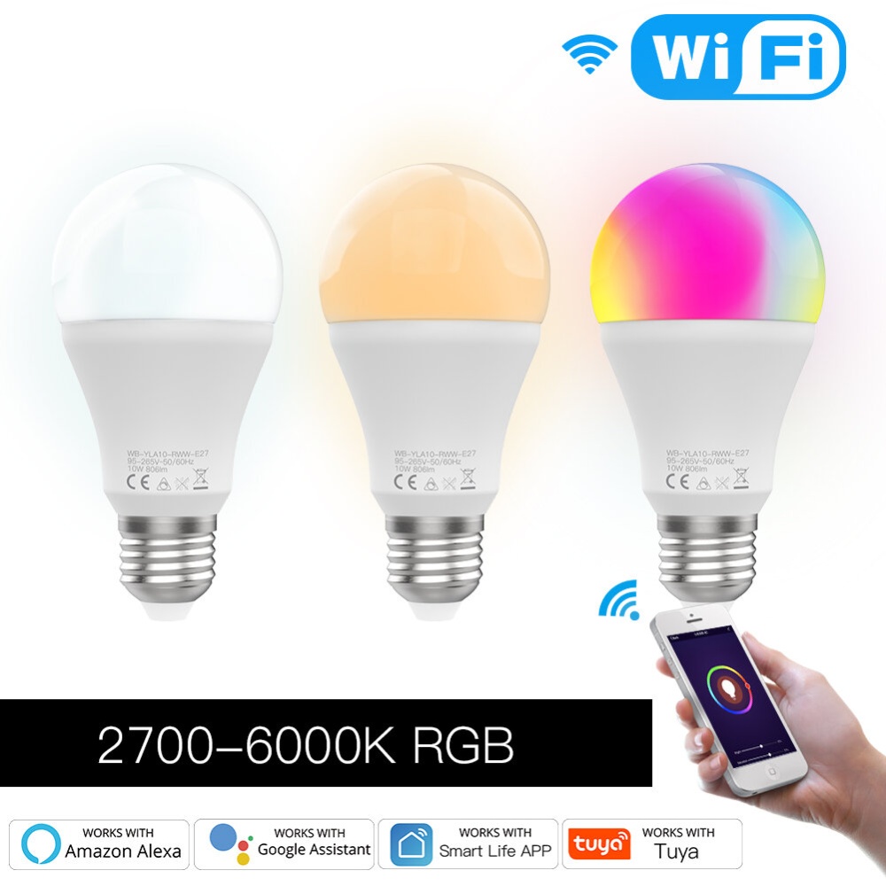 MoesHouse WiFi Smart LED Dimmable Light Bulb 10W RGB C+W Smart Life App Rhythm Control Work with Alexa Google Home E27 95-265V - Image 2