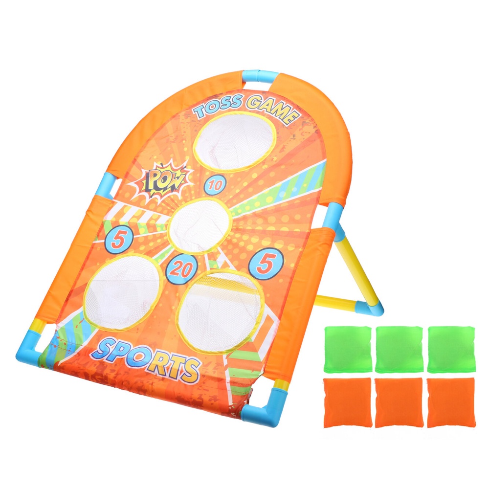 4 Holes Kids Collapsible Throwing Sandbag Toss Board Golf Cornhole Chipping Game with 6 Sandbags for Kids Toddlers - Image 2