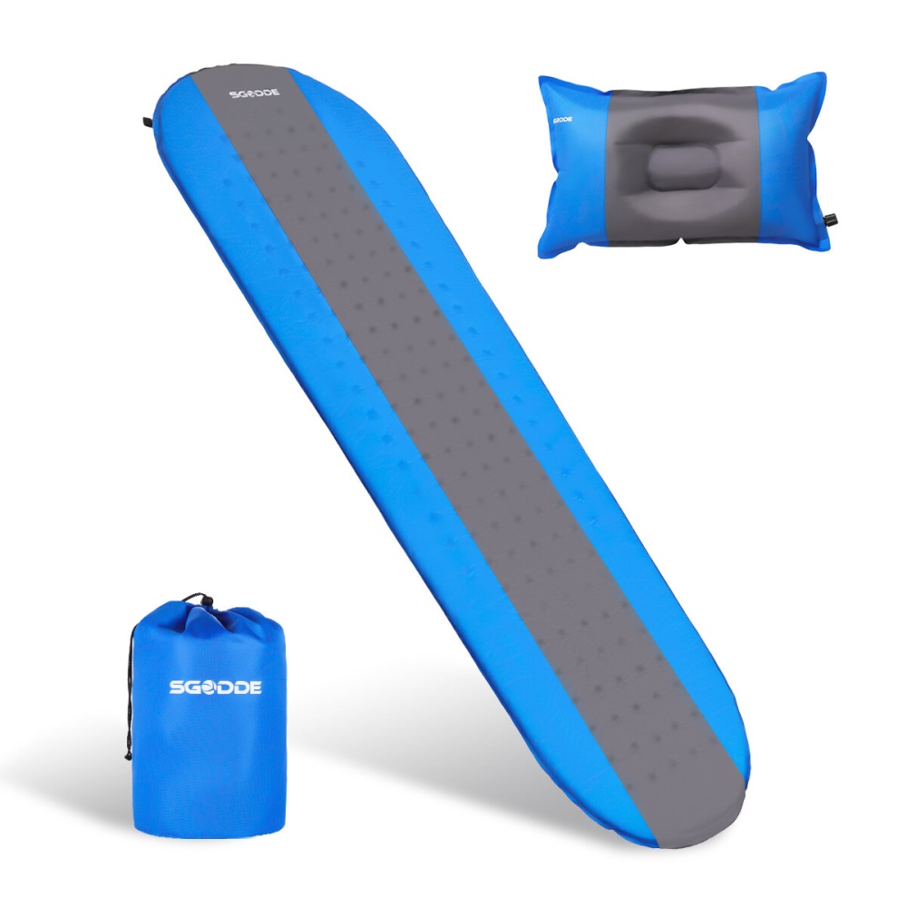 SGODDE Inflatable Sleeping Mat with Pillow Self Inflating Sleeping Pad Roll Up Foam Bed Pads for Outdoor Camping Hiking - Image 2