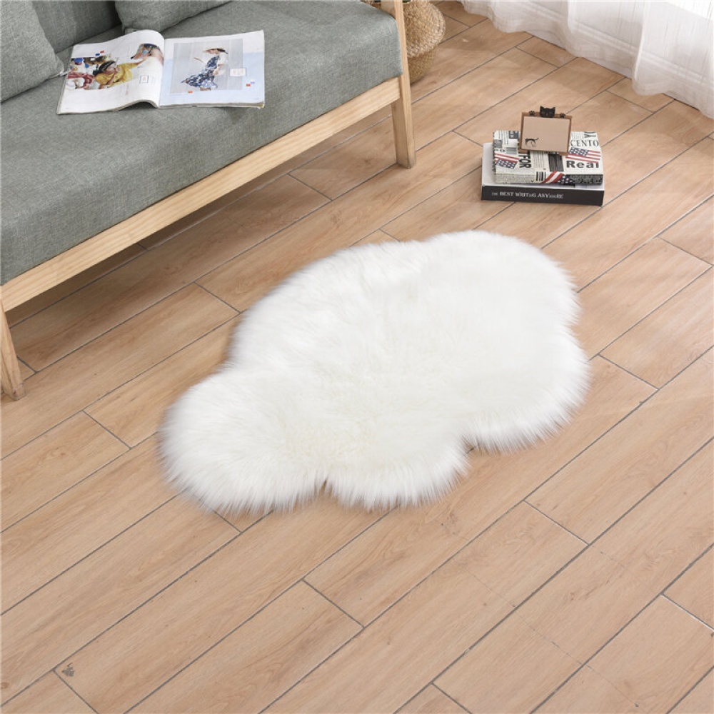 Cloud Shape Carpet White Wool-Like Hair Simple Modern Style Floor Carpet For Home Office Decoration - 60*90cm - Image 2