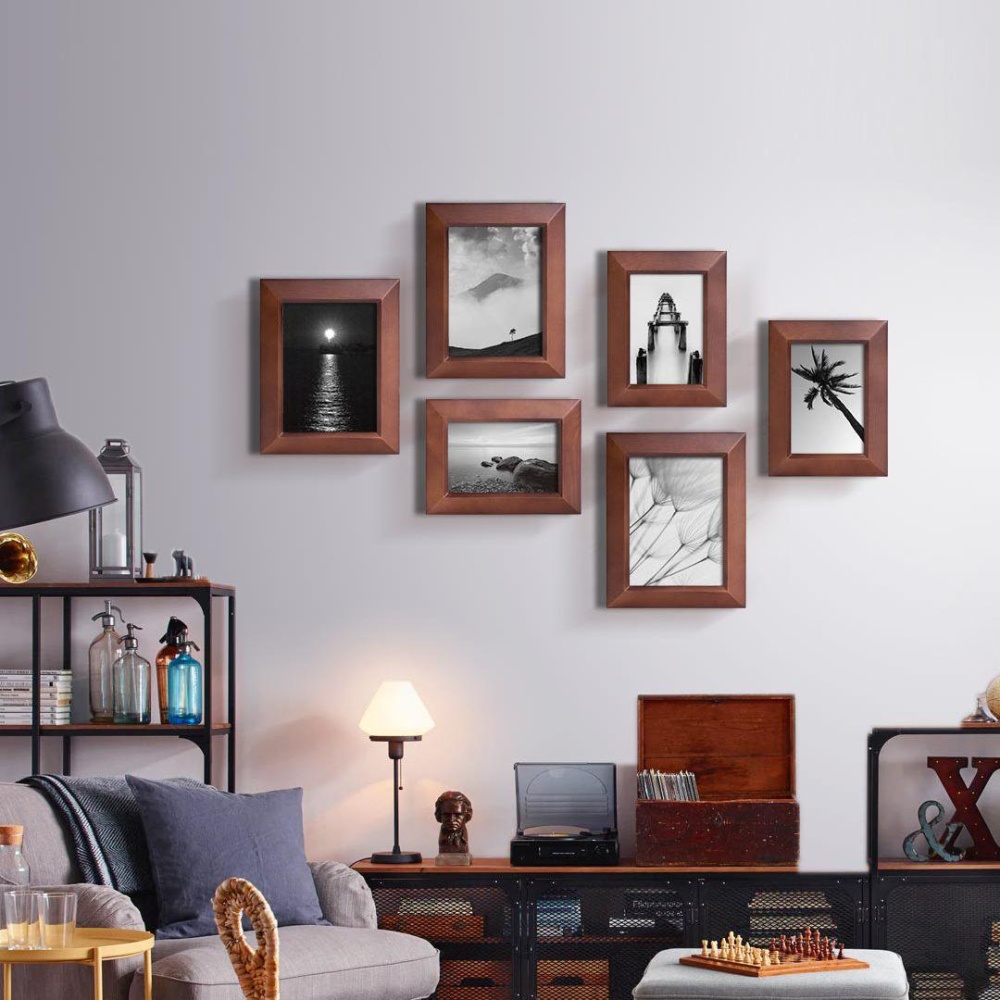 Geometry 1Piece Wall Photo Frame Family Wooden Picture Frame Desktop Picture Sets Square Picture Photo Holder From Xiaomi Youpin - Brown